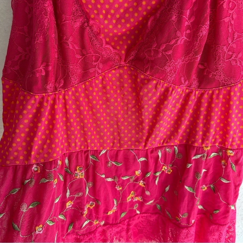 Y2K Victoria’s Secret Pink Mesh & Lace Embroidered Babydoll Cami Large - Picture 2 of 6